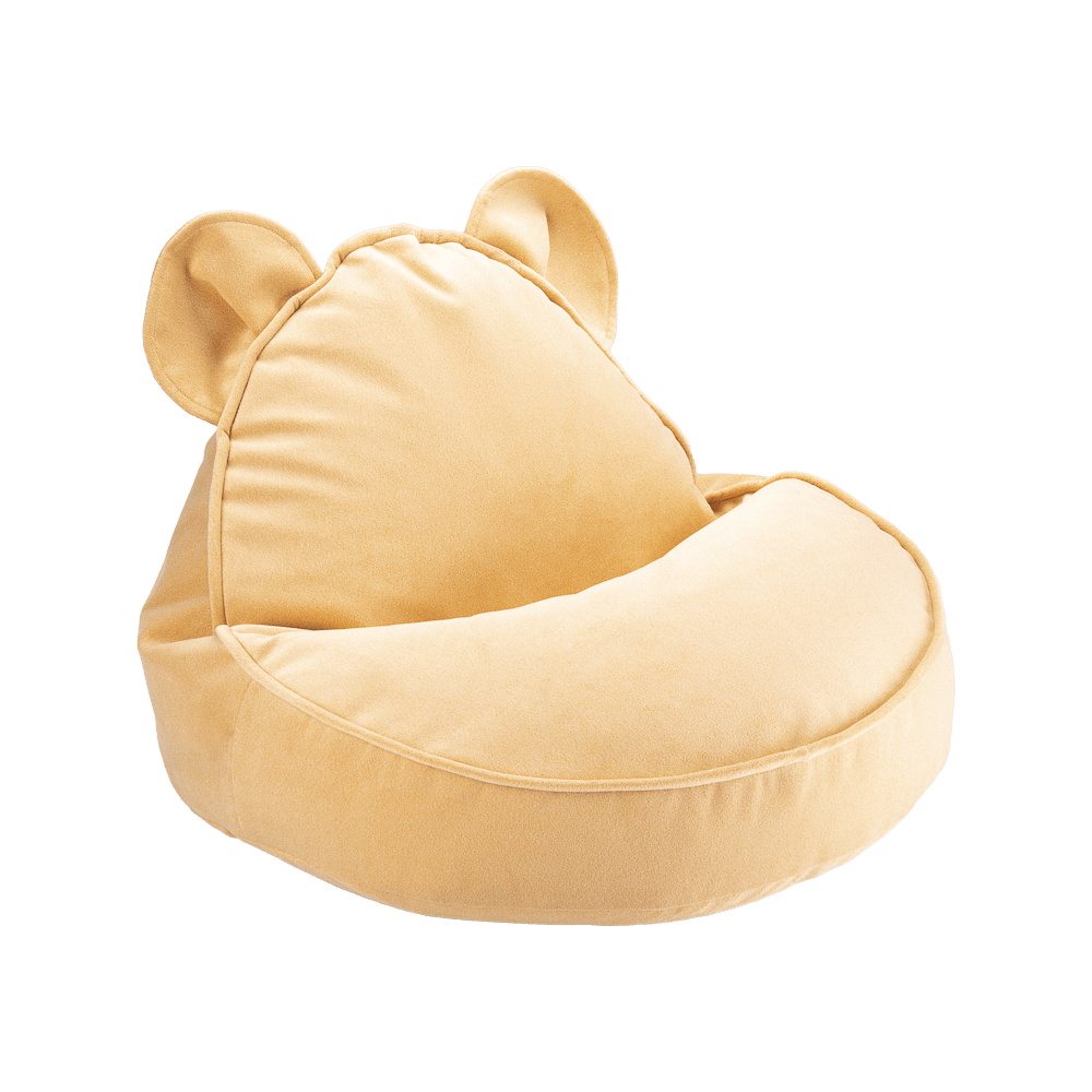 Fluwelen kinderfauteuil teddybeer - Geel