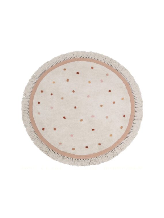 Tapis enfant Beige à pois Ocre &amp; Rose