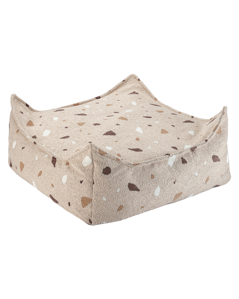 Pouf enfant Teddy bouclette Terrazzo Beige