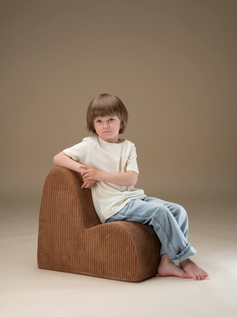 Karamel fluwelen fauteuil