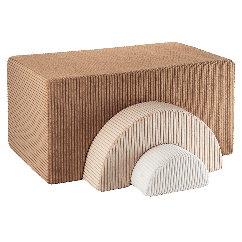 Pouf Montessori arc-en-ciel - Caramel Beige Ecru