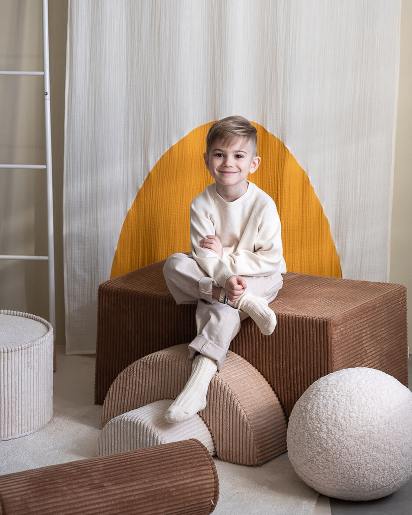 Pouf Montessori arc-en-ciel - Caramel Beige Ecru