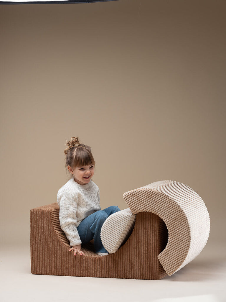 Pouf Montessori arc-en-ciel - Caramel Beige Ecru