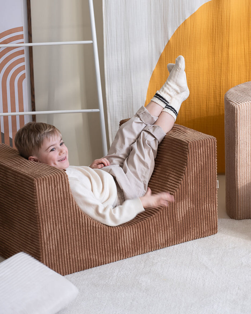 Pouf Montessori arc-en-ciel - Caramel Beige Ecru