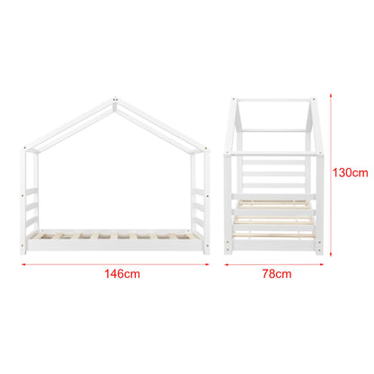 Lit cabane Montessori avec matelas - 70x140cm - Blanc