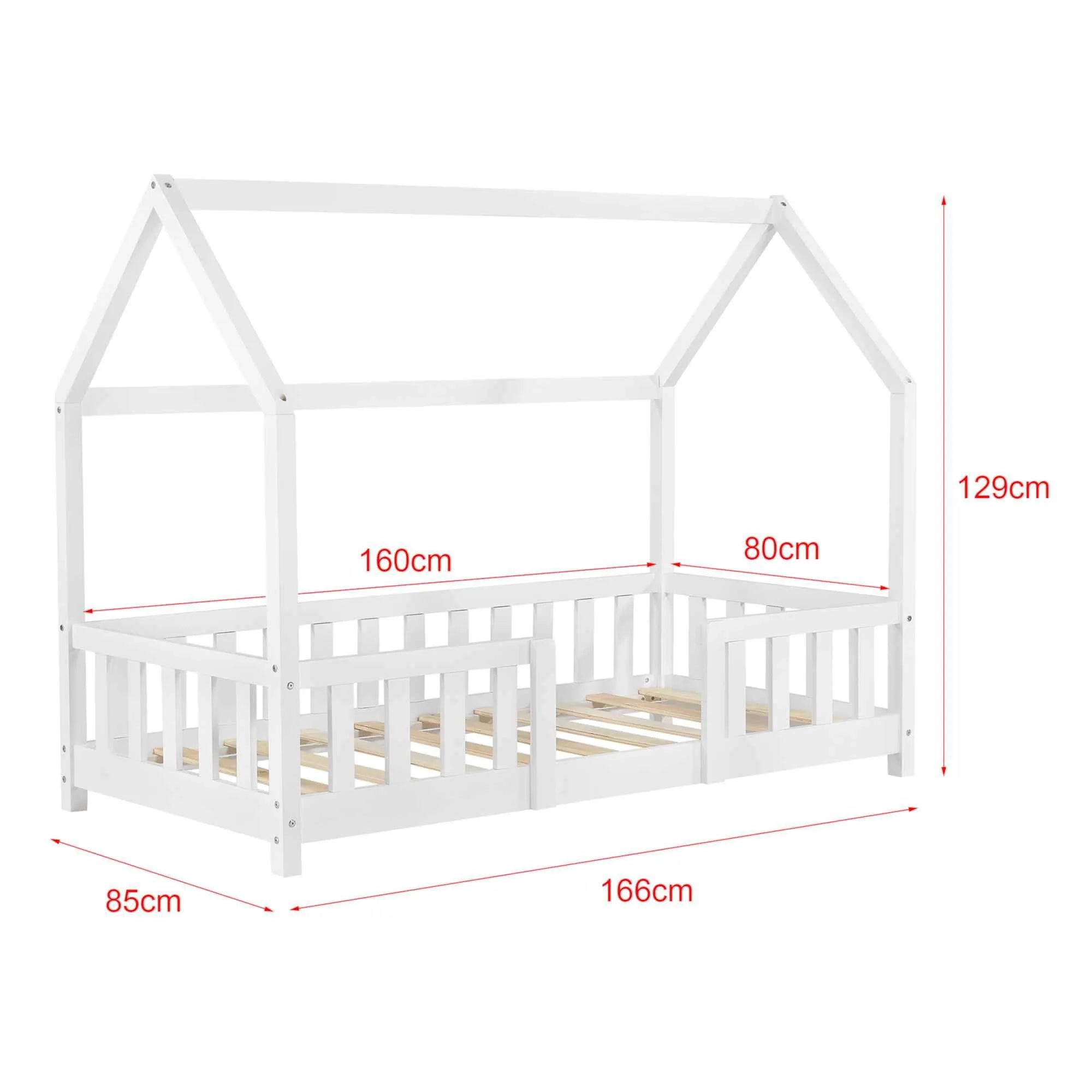 Cabinebed met slagboom - 80x160 cm - Wit 