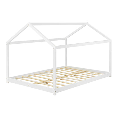 Grand lit cabane double - 120x200cm - Blanc