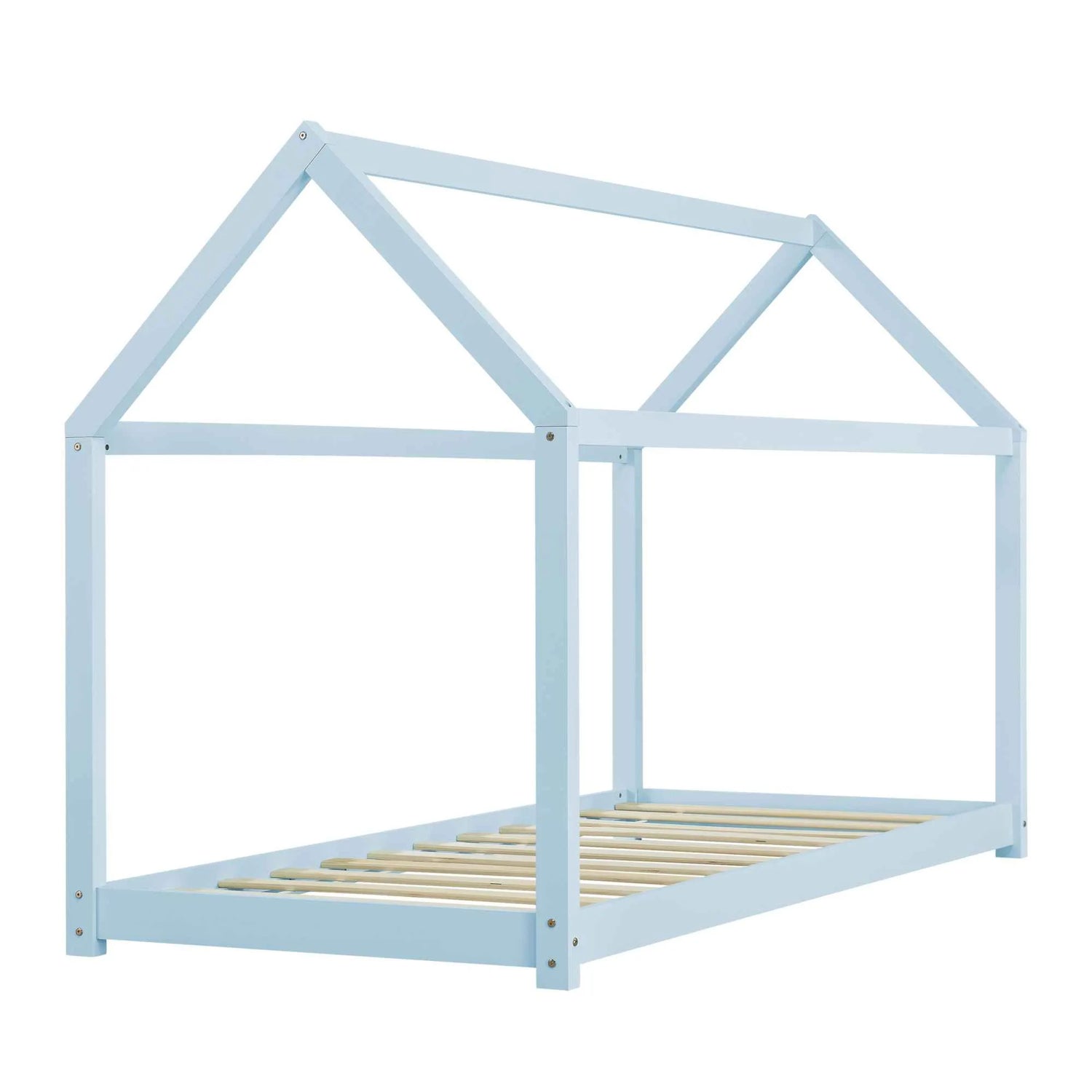 Lit cabane Montessori avec matelas - 90x200cm - Bleu