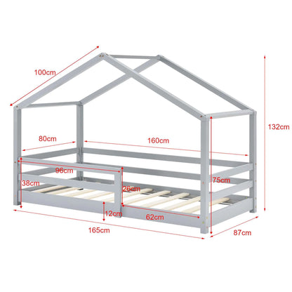 Cabinebed met slagboom - 80x160cm - Grijs