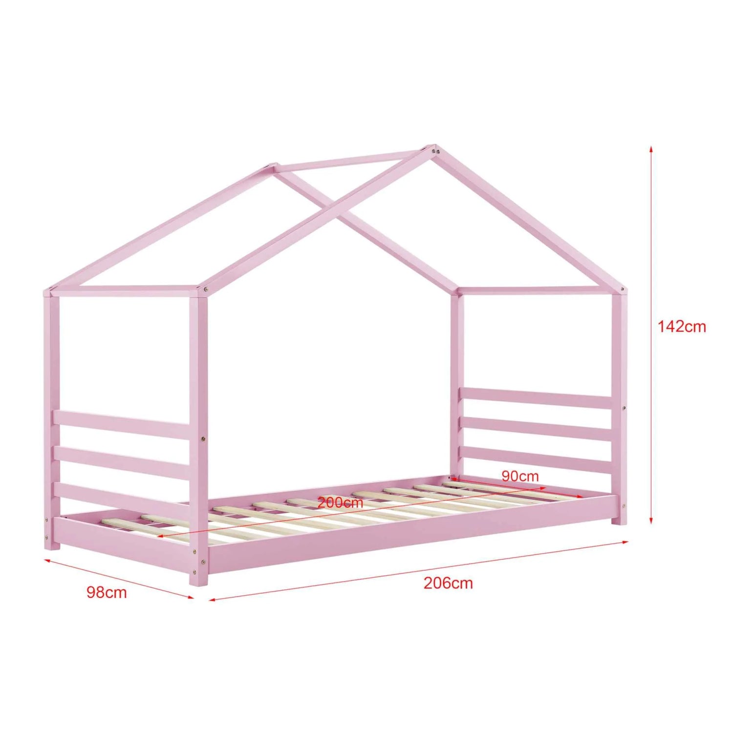 Lit cabane Montessori - 90x200cm - Rose