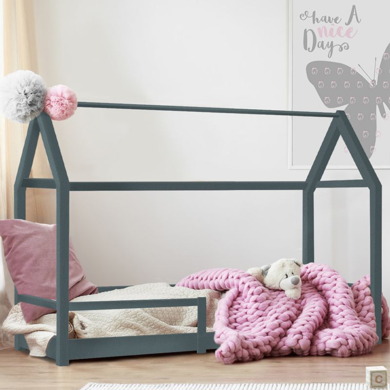 Lettino Montessori a Casetta Grigio 80x160 cm