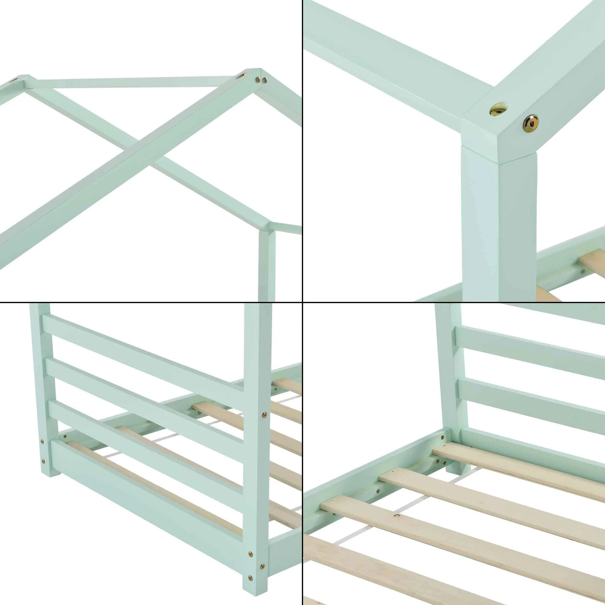 Montessori kajuitbed - 90x200cm - Mintgroen