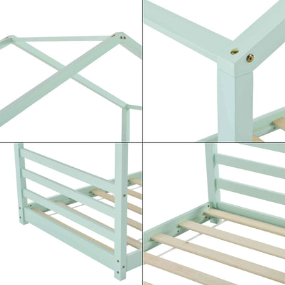 Lit cabane Montessori - 90x200cm - Vert menthe