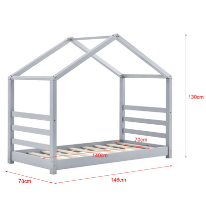 Lit cabane Montessori avec matelas - 70x140cm - Gris