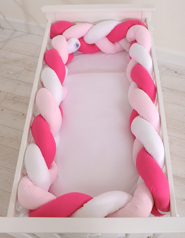 Grande Tresse de lit XXL Blanc &amp; Rose foncé &amp; Rose