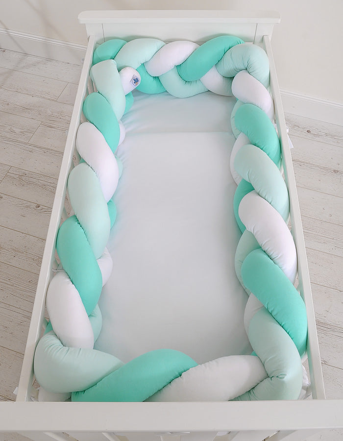 Grande Tresse de lit XXL Blanc &amp; Vert menthe