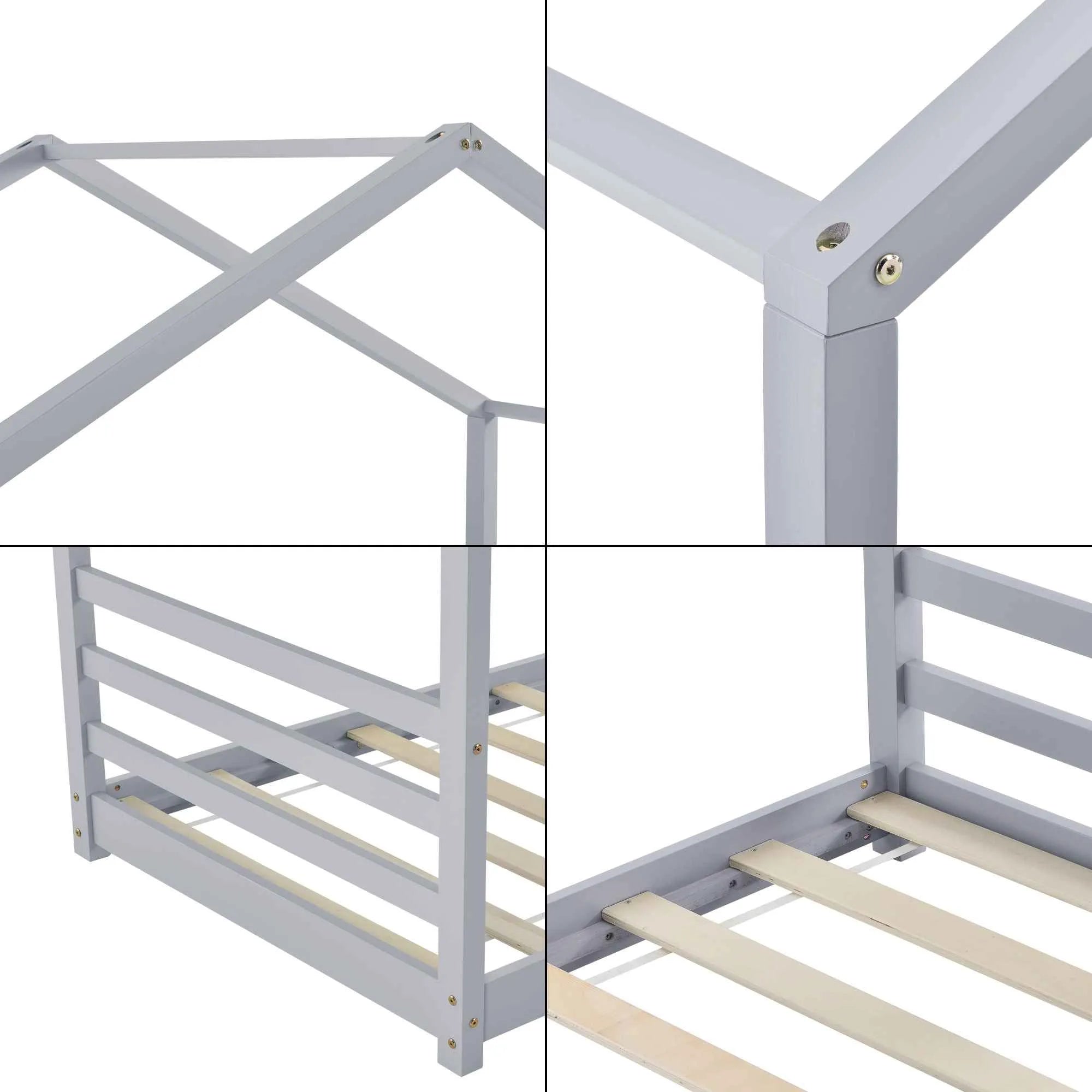 Lit cabane Montessori - 90x200 cm - Gris