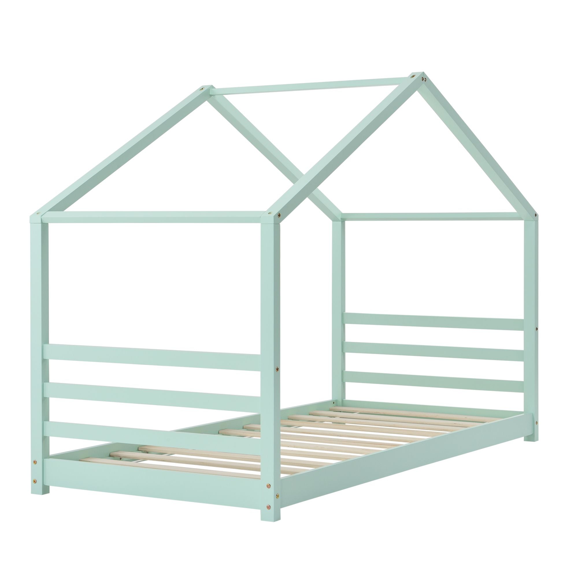 Lit cabane Montessori avec matelas - 90x200cm - Vert