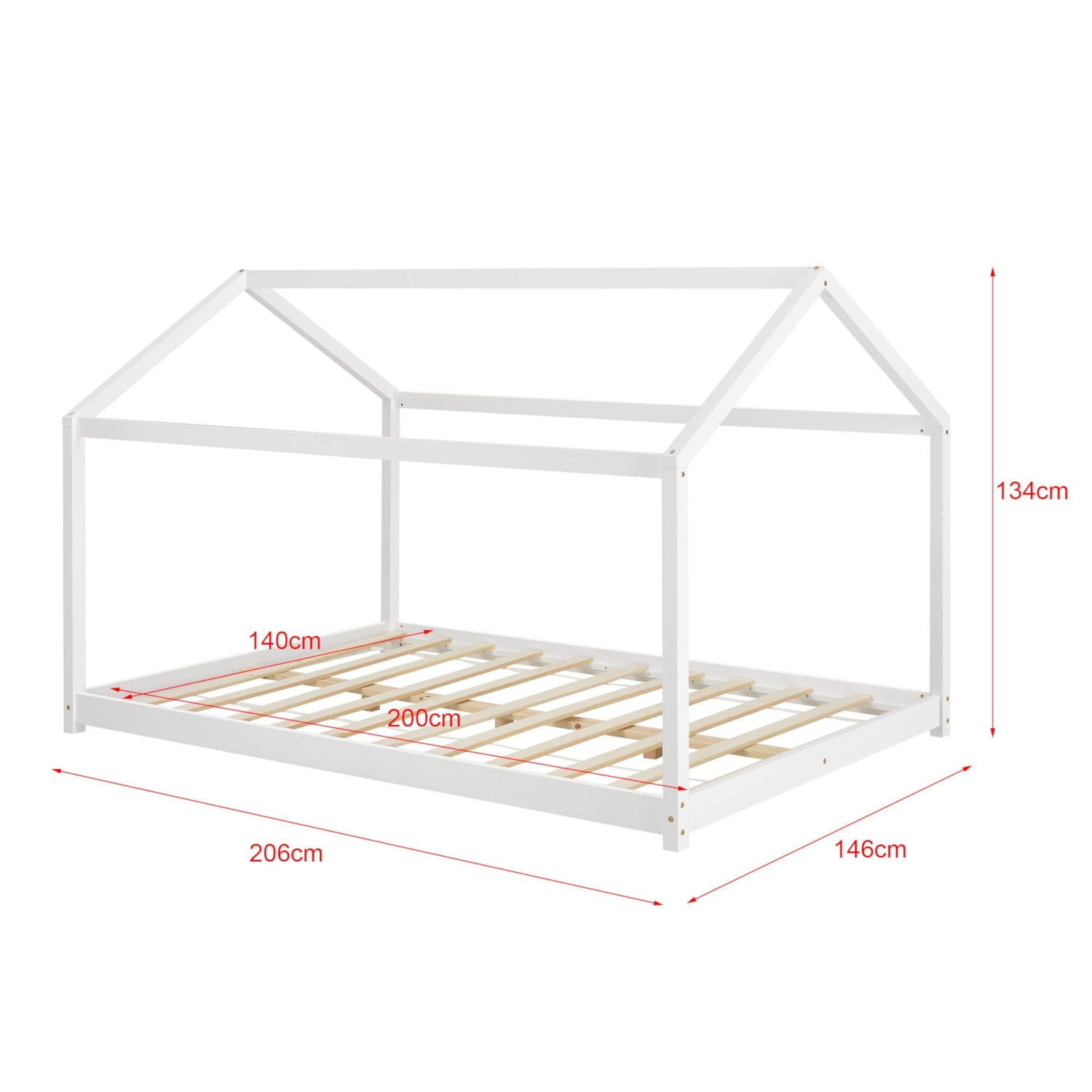 Groot Montessori cabinebed met matras - 140x200cm - Wit