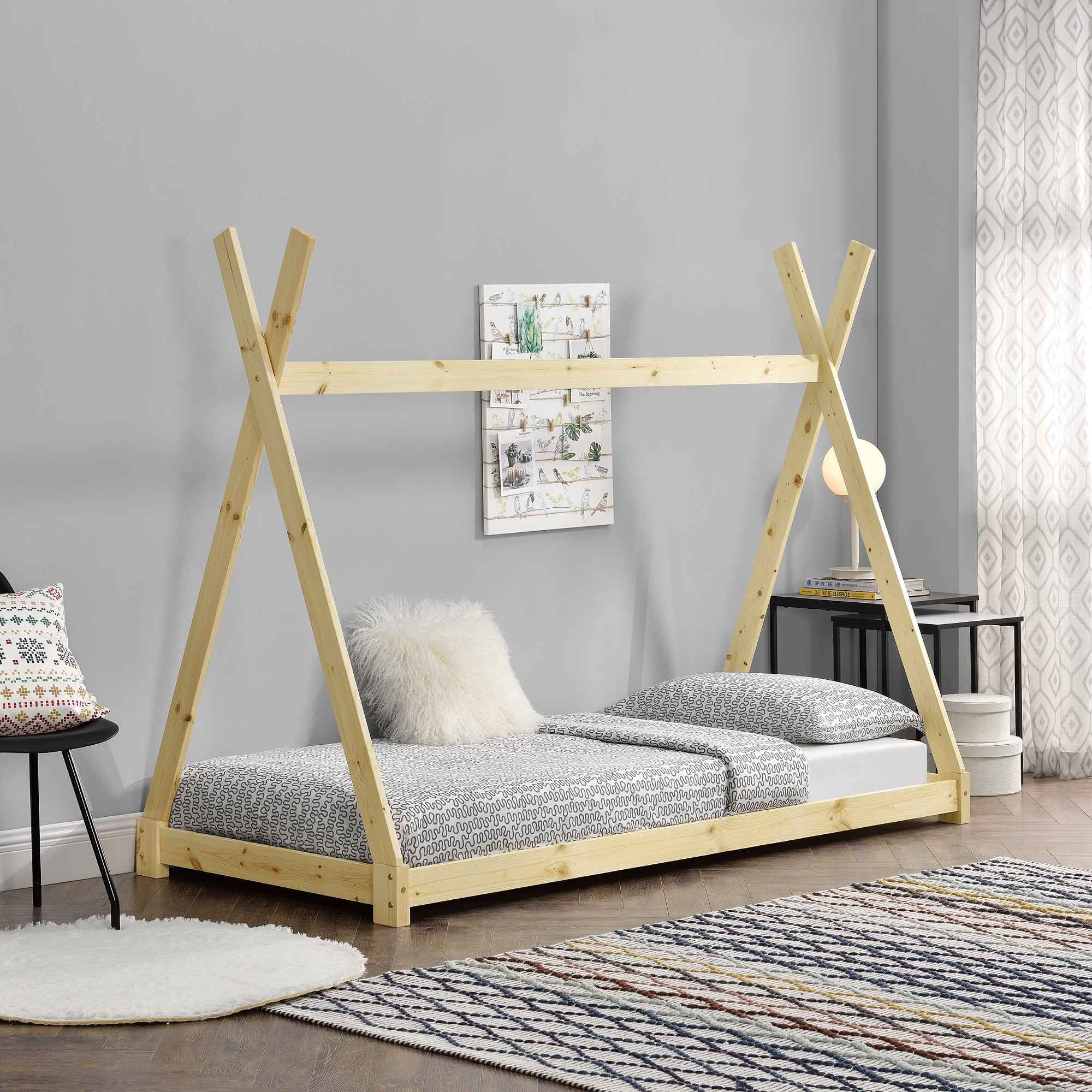 Tipi bed 90x200cm - Montessori - Natuurlijk hout