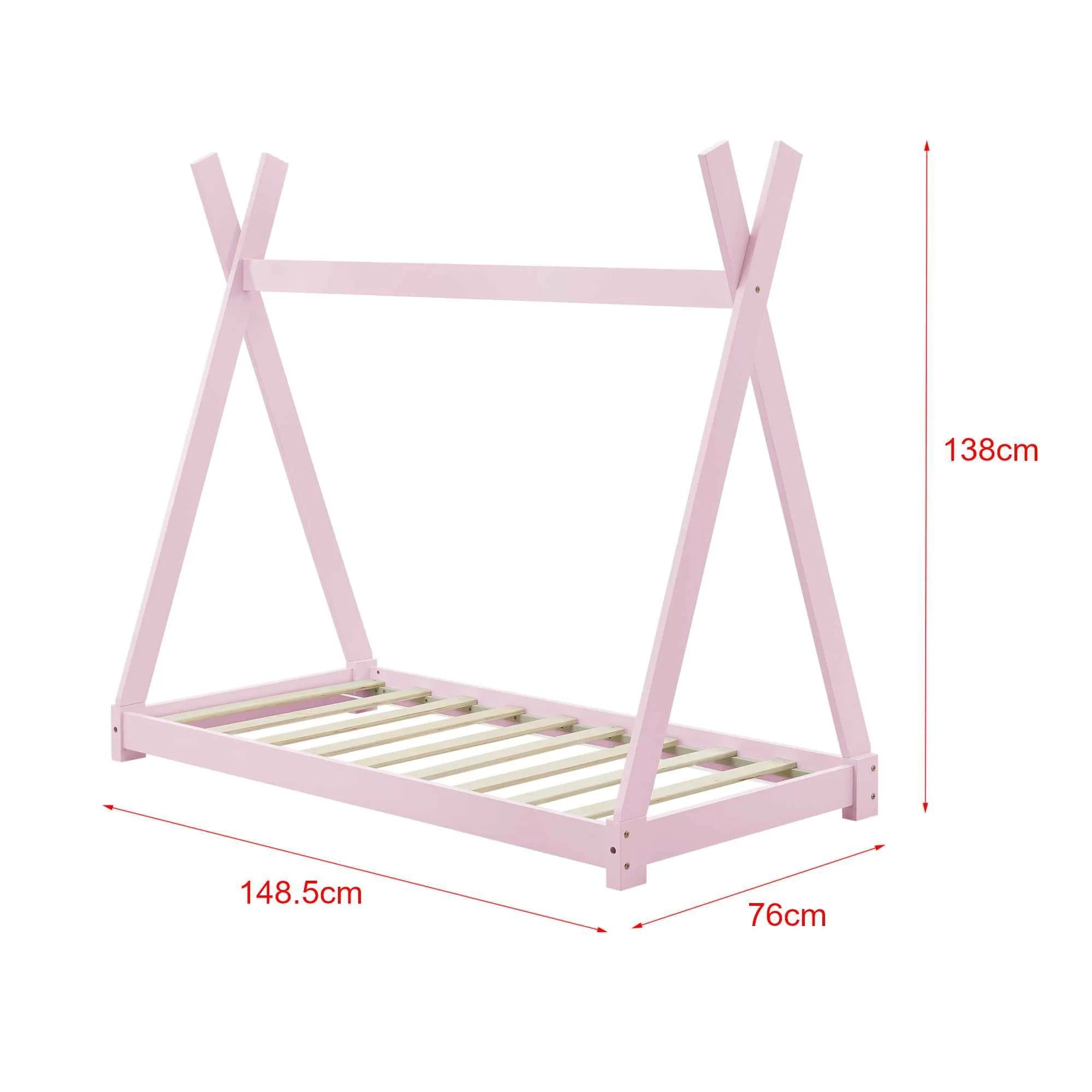 Lit tipi 70x140cm avec matelas - Montessori - Rose