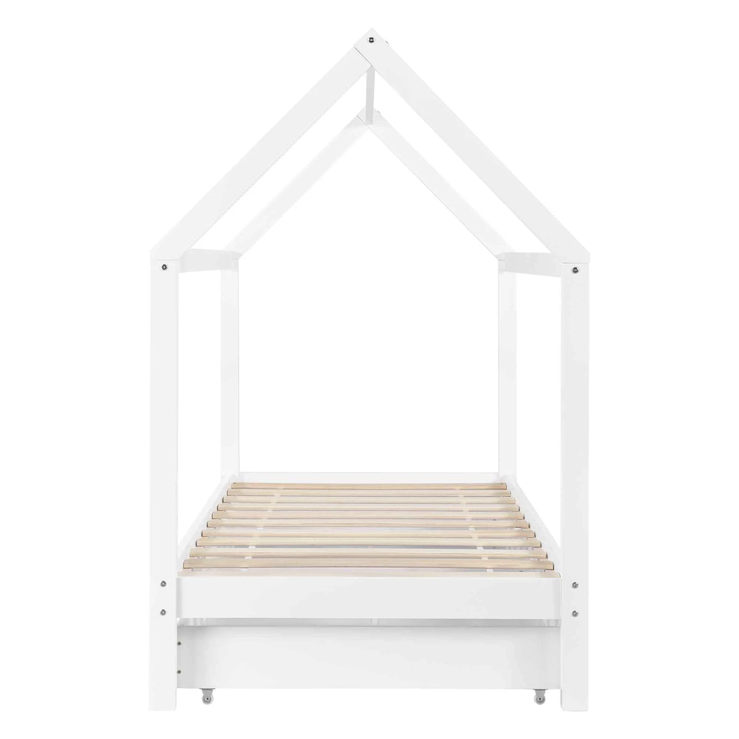 Lit cabane 90x200cm avec rangement - Blanc