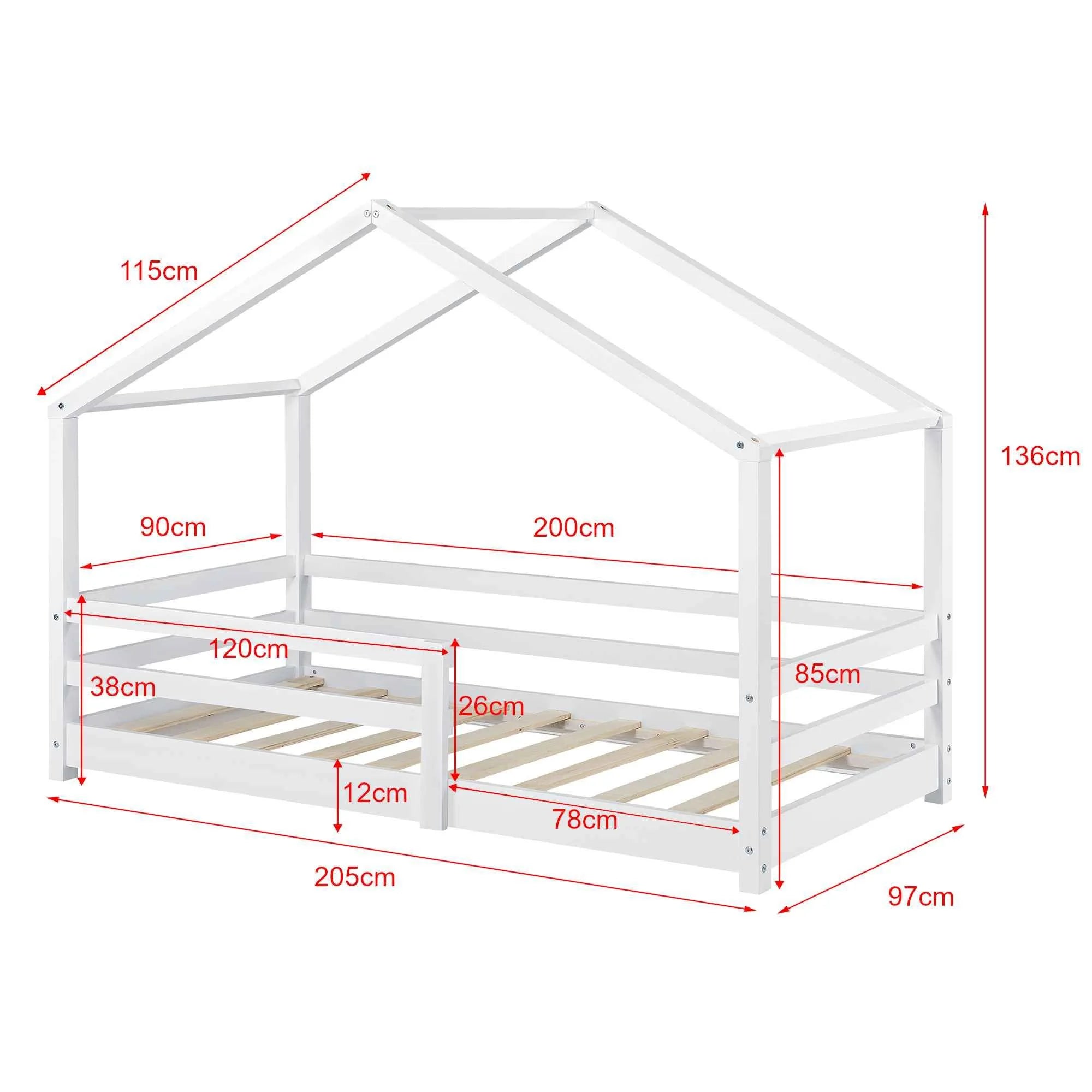 Cabinebed met slagboom - 90x200cm - Wit