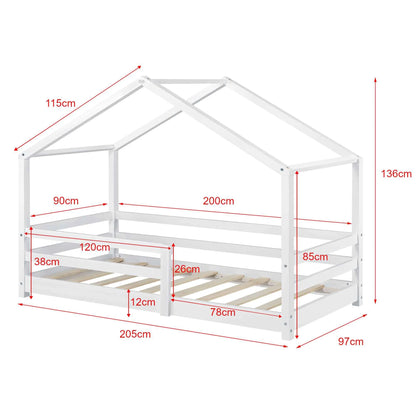 Cabinebed met slagboom - 90x200cm - Wit