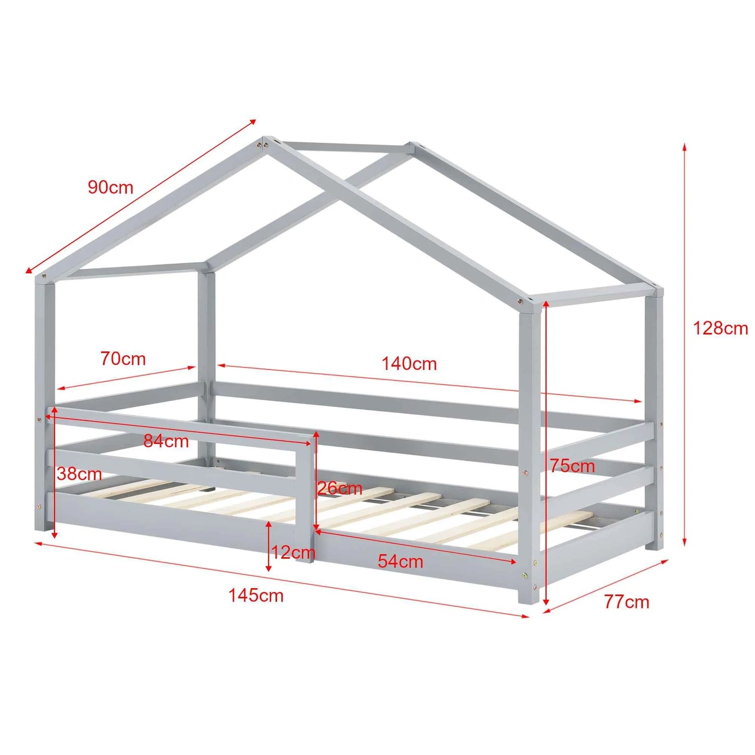 Cabinebed met slagboom - 70x140cm - Grijs