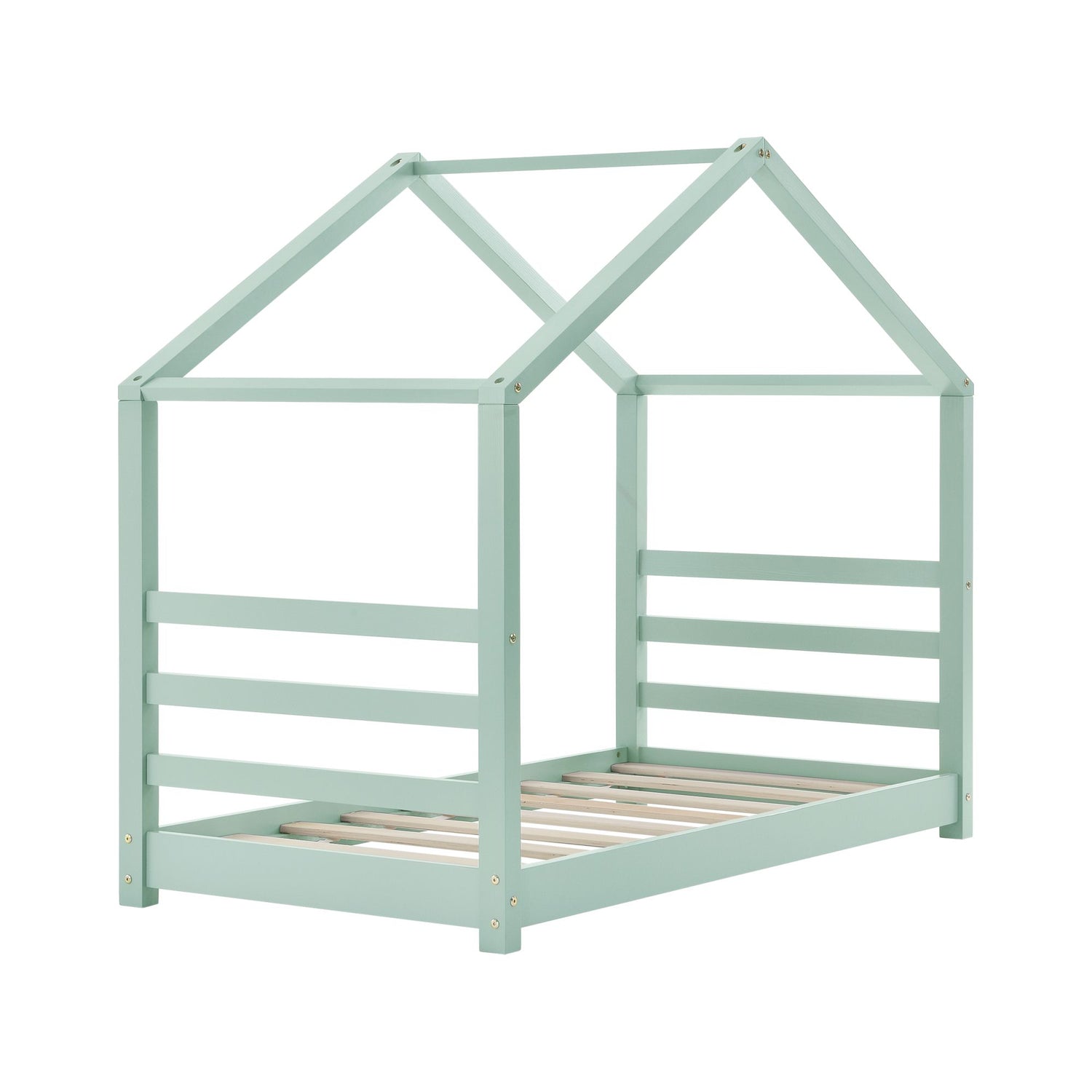 Lit cabane Montessori avec matelas - 80x160cm - Vert