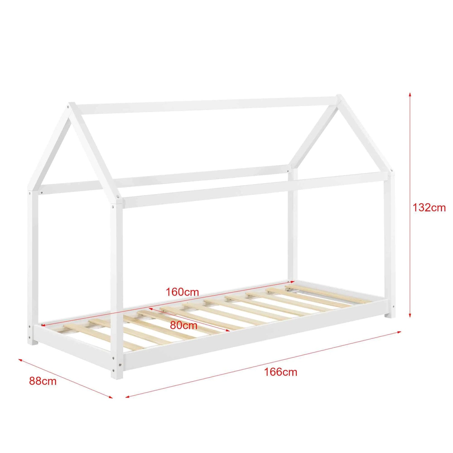 Lit cabane Montessori - 80x160cm - Blanc