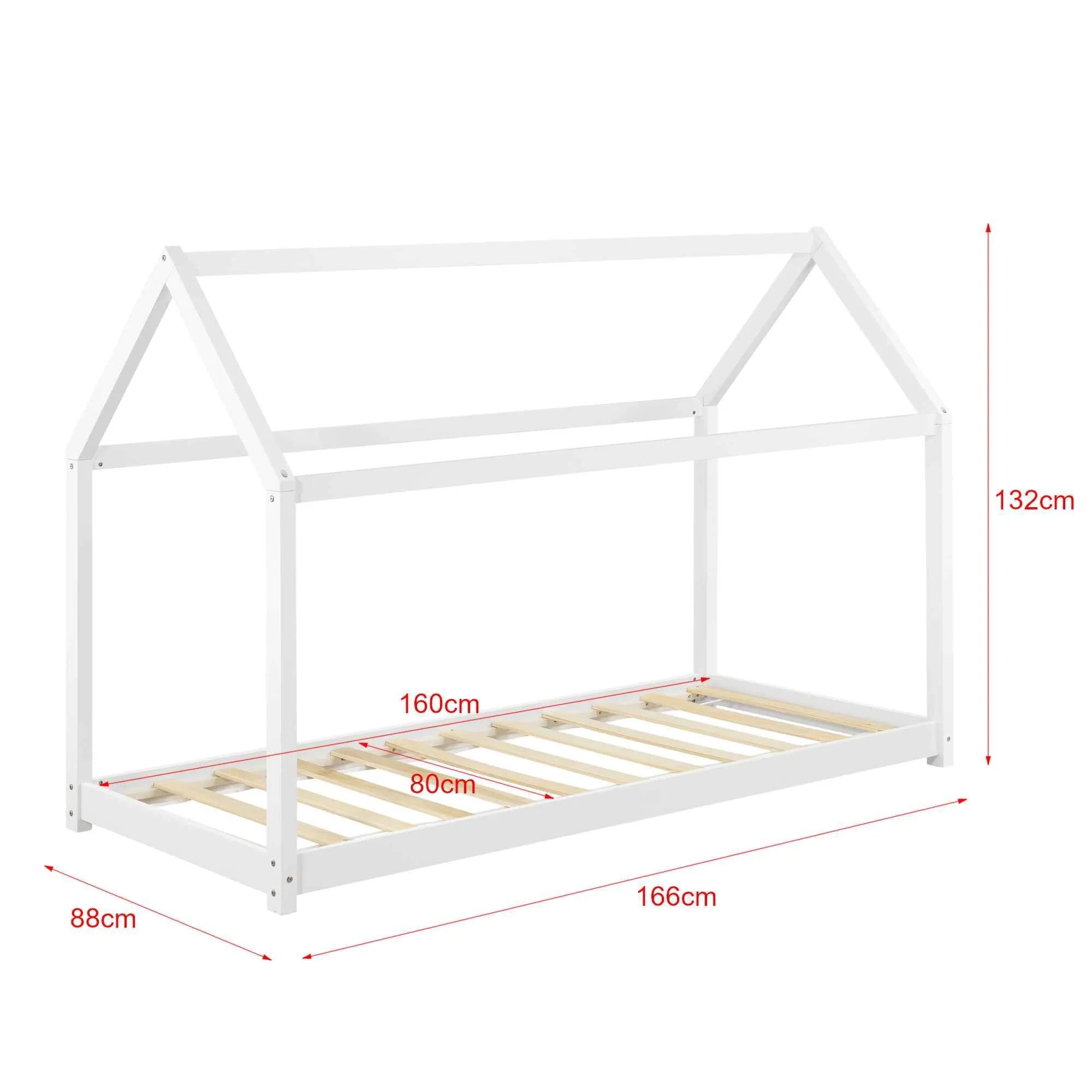 Lit cabane Montessori - 80x160cm - Blanc