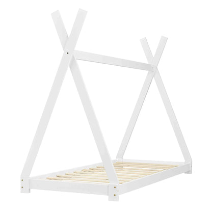 Lit tipi 90x200cm avec matelas - Montessori - Blanc