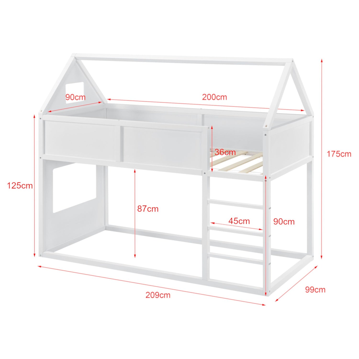 Stapelbed met matras 90x200cm