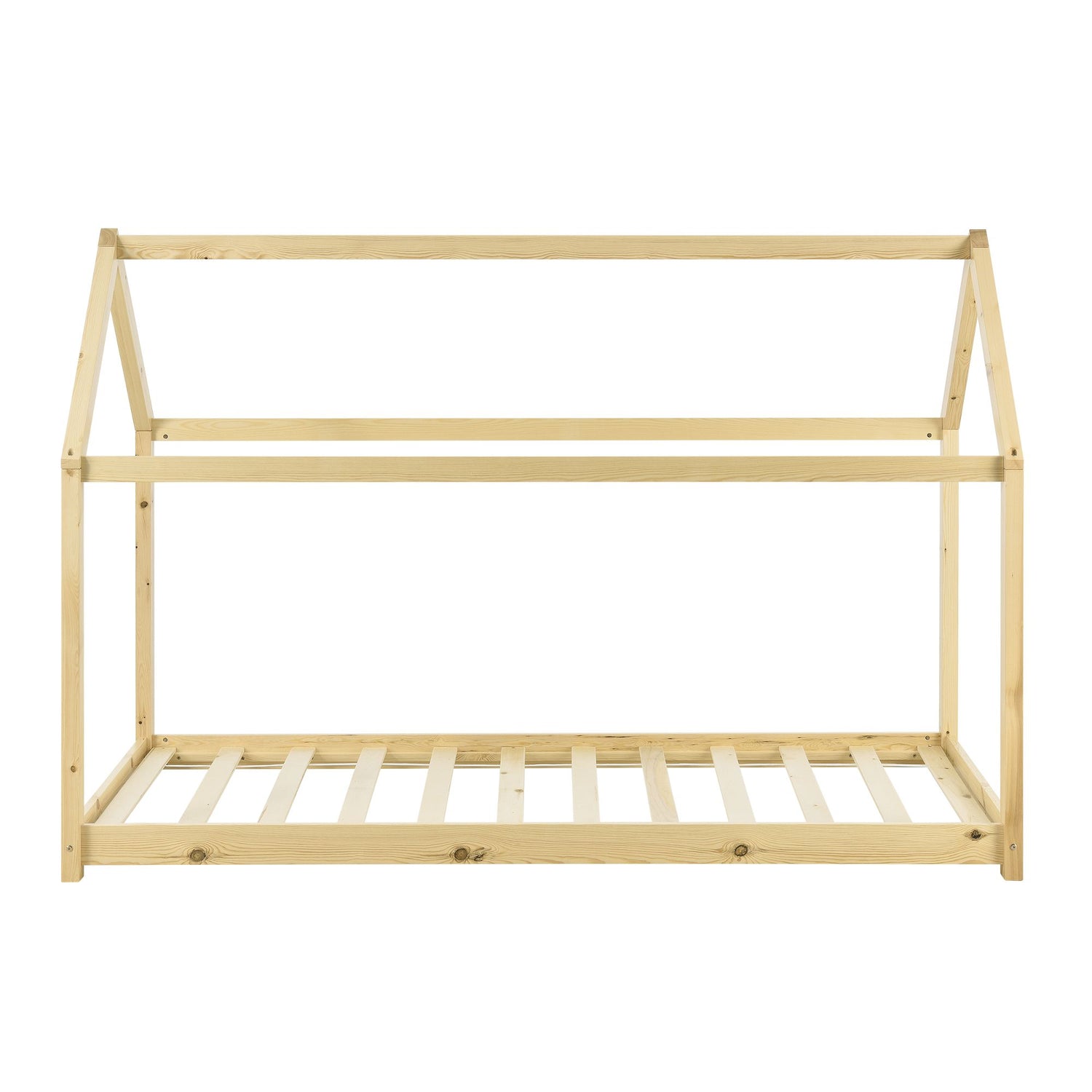 Lit cabane Montessori + matelas - 70x140cm - Bois naturel