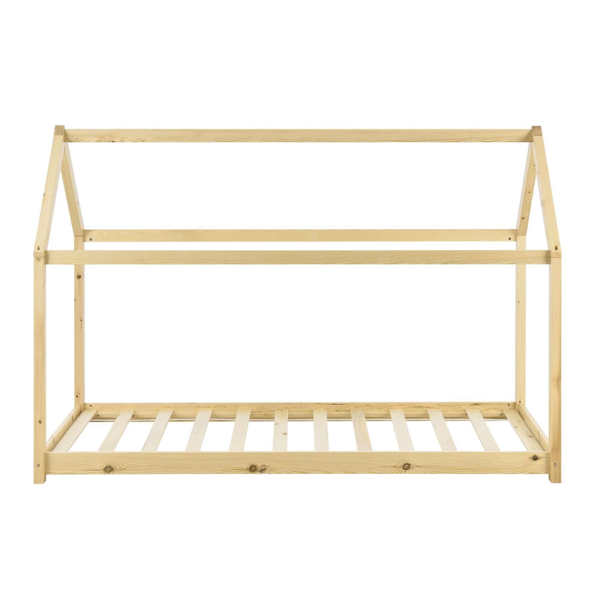 Lit cabane Montessori + matelas - 70x140cm - Bois naturel