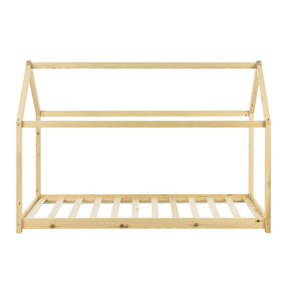 Lit cabane Montessori + matelas - 70x140cm - Bois naturel