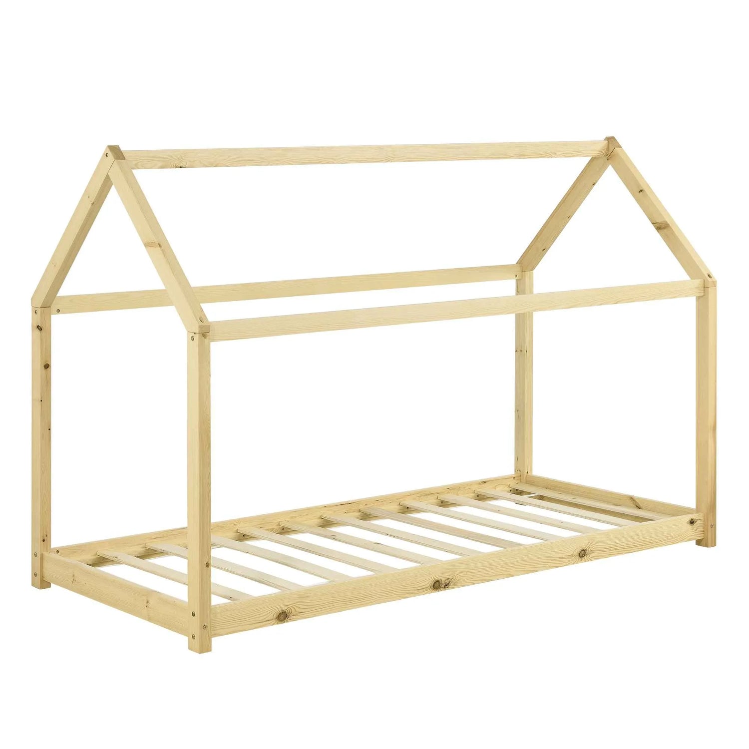 Lit cabane Montessori - 90x200cm - Bois naturel