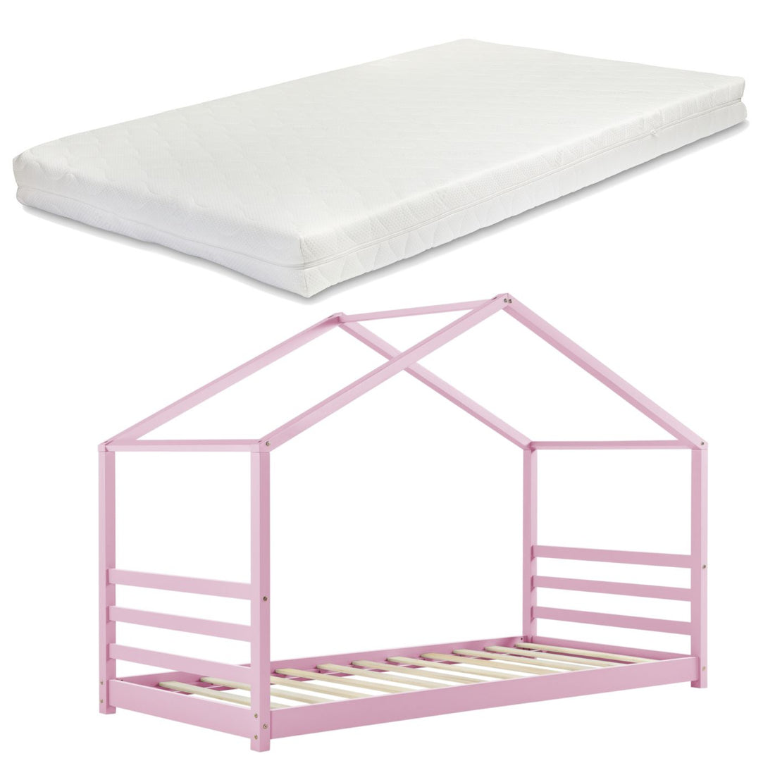 Lit cabane Montessori avec matelas - 90x200cm - Rose