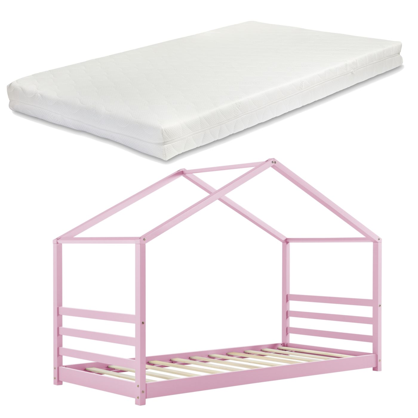 Montessori kajuitbed met matras - 90x200cm - Roze