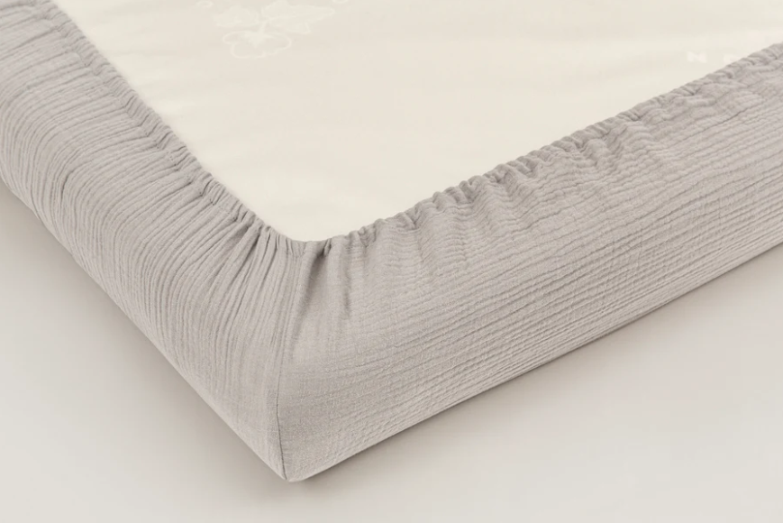 Hoeslaken van biologisch katoenen mousseline bed Frederick en Paul - Grijs - 70x130 cm