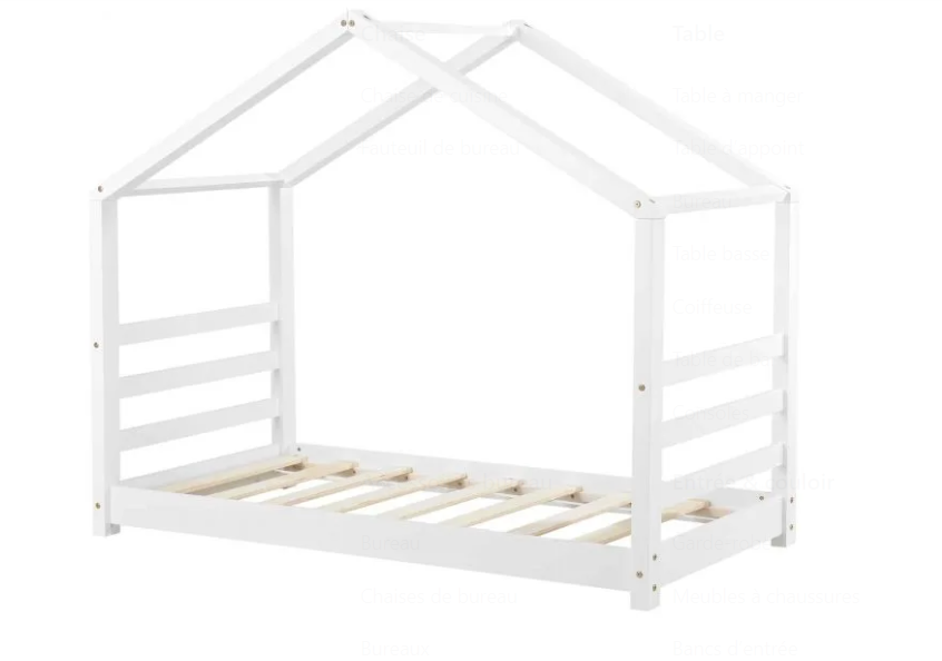 Lit cabane Montessori - 70x140cm - Blanc