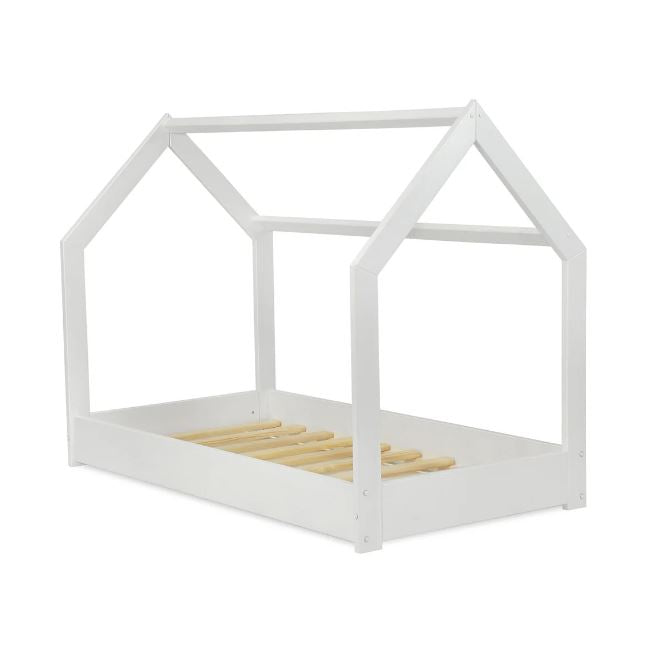 Lit cabane blanc en bois Montessori