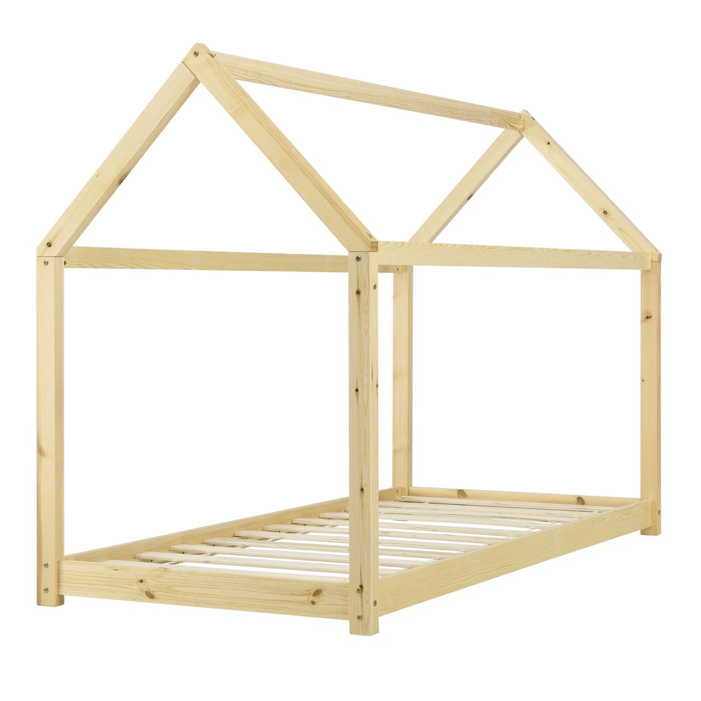 Lit cabane Montessori sans barrière 70x140cm - Bois naturel