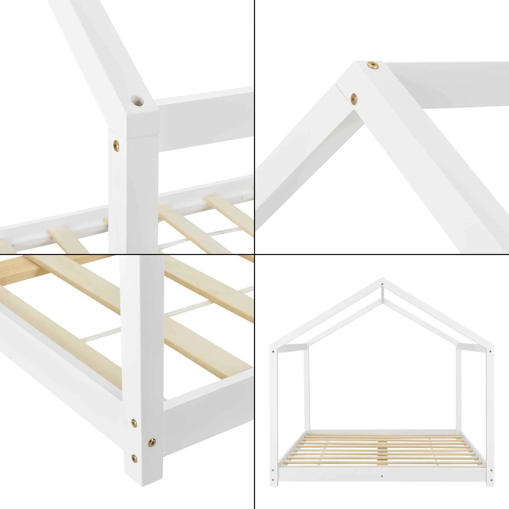 Grand lit cabane Montessori 140x200 cm - Blanc