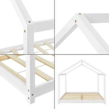 Grand lit cabane Montessori 140x200 cm - Blanc