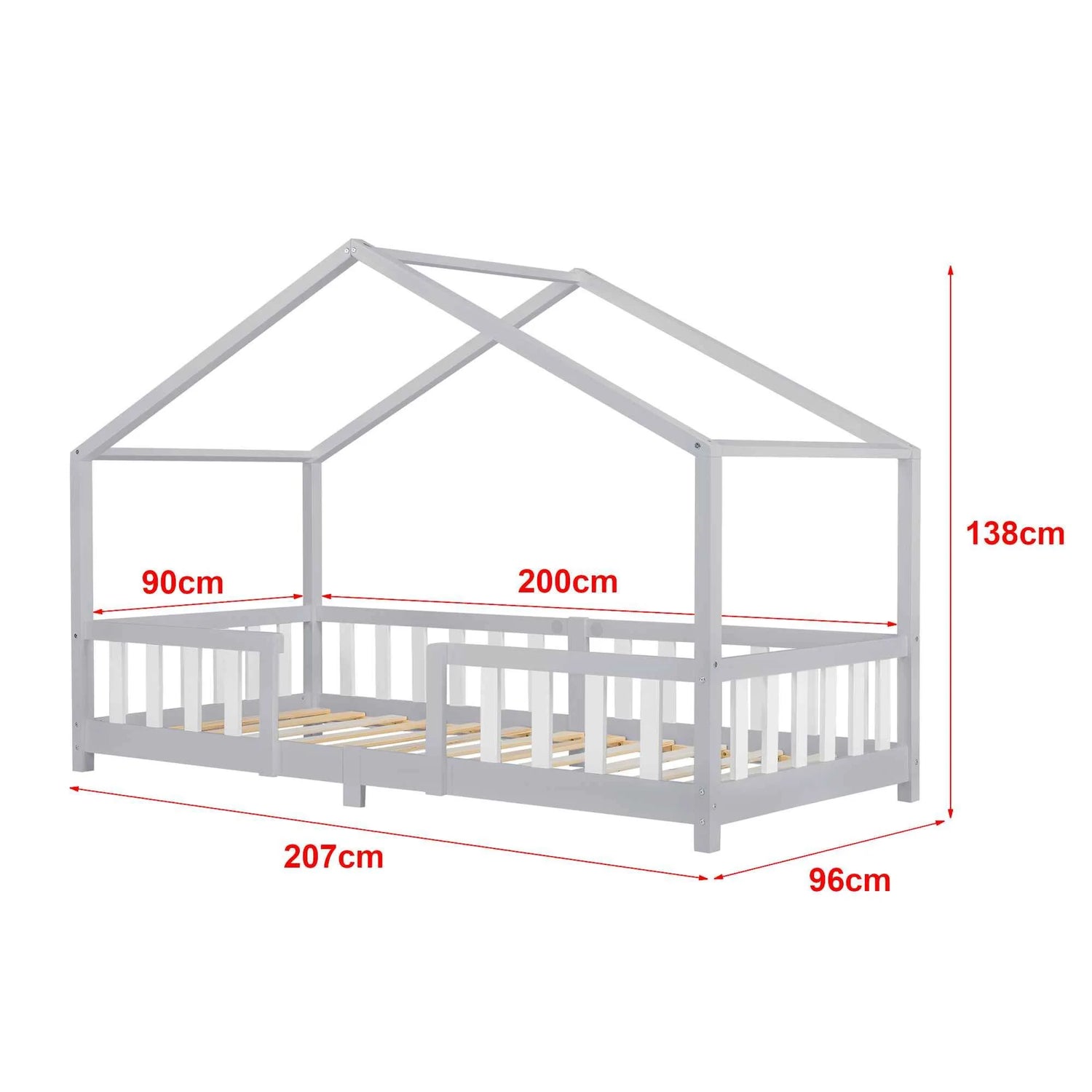 Cabinebed met slagboom - 90x200 cm - Grijs