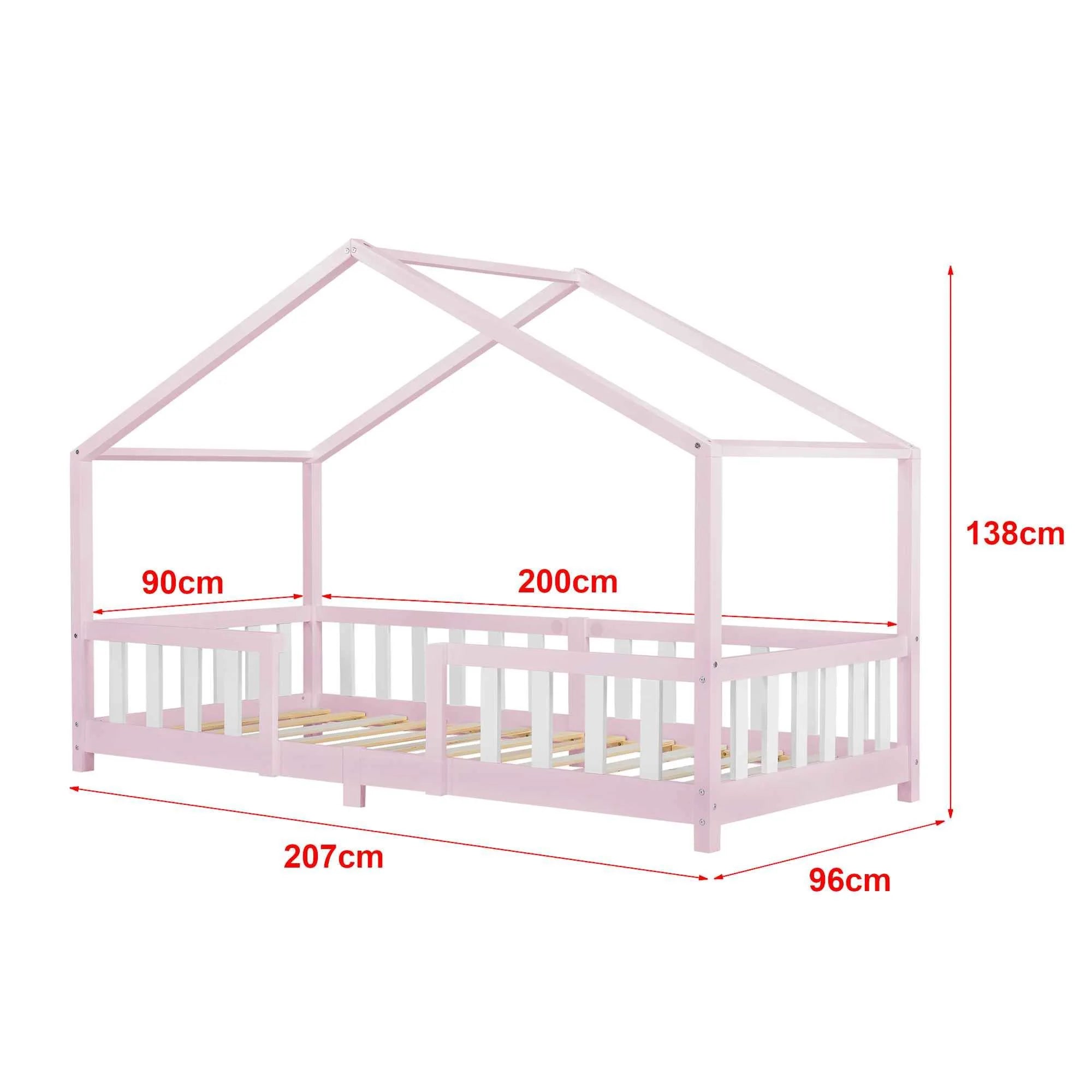 Cabinebed met slagboom - 90x200 cm - Roze