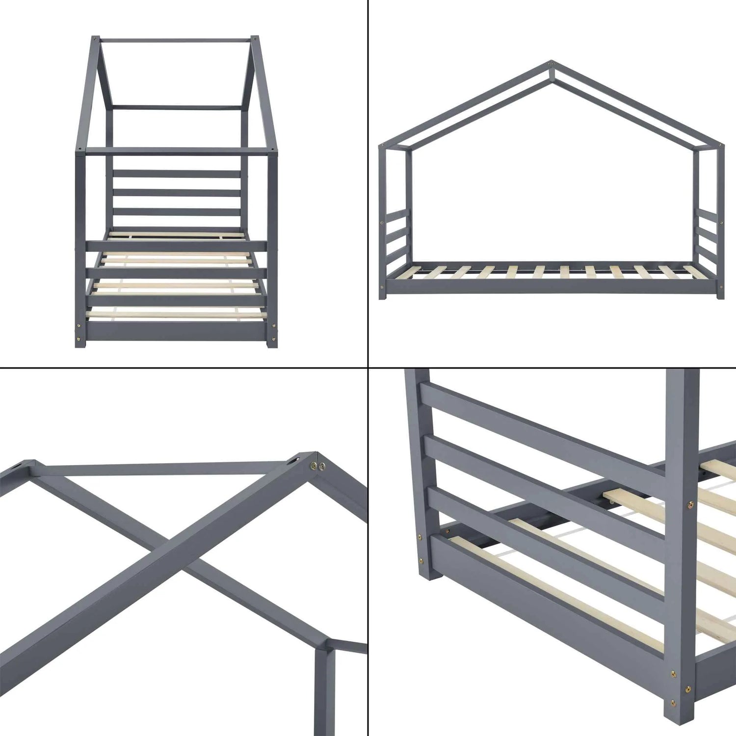 Lit cabane Montessori - 90x200 cm - Gris