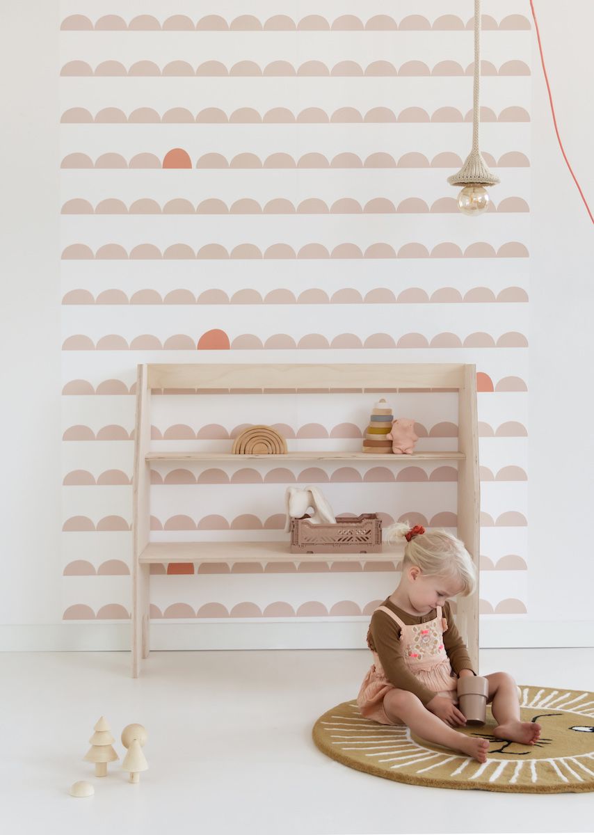 Papier peint chambre enfant Arches - Rose nude &amp; Corail